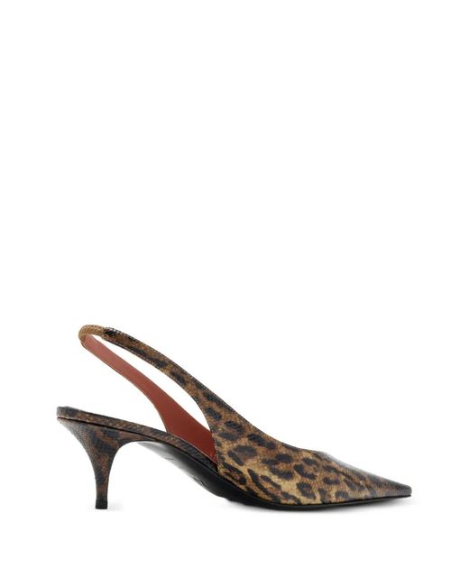 AMINA MUADDI Brown Snake-Effect Leopard-Print Pumps