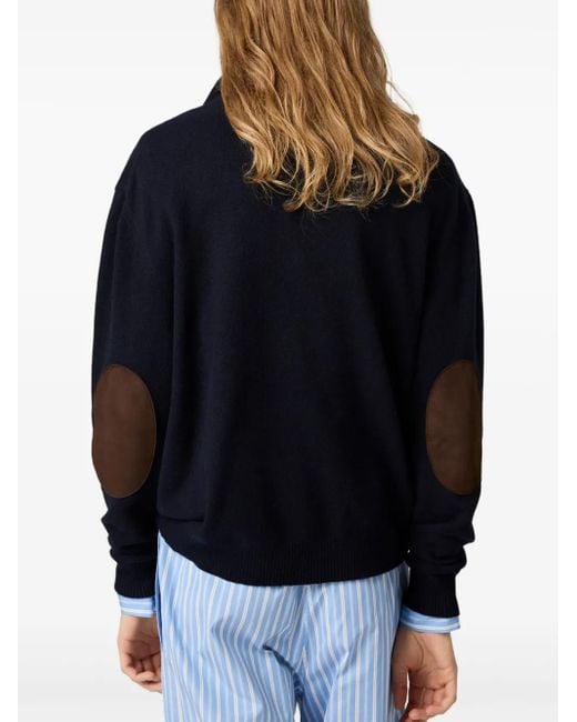 Pull En Daim À Col Zippé Miu Miu en coloris Blue
