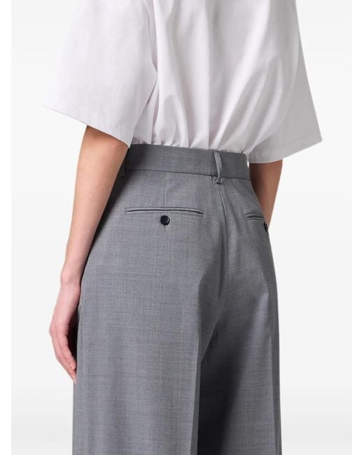 MSGM Gray Pleated Wide-Leg Trousers
