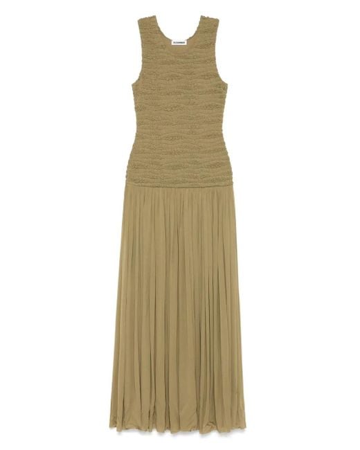 Jil Sander Crêpe Mouwloze Maxi-Jurk in het Natural
