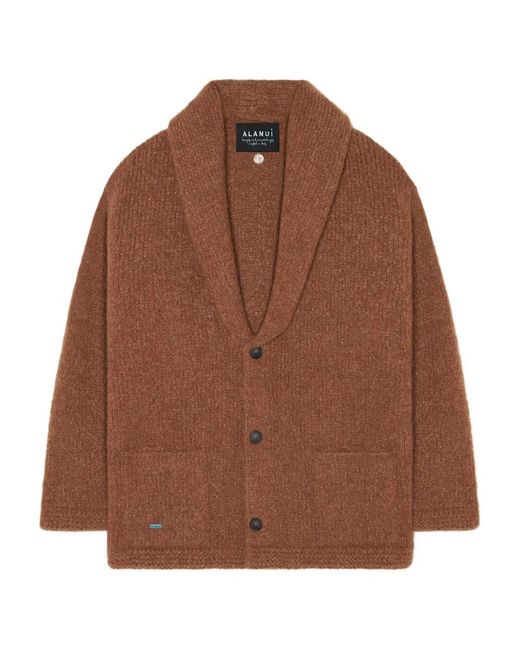 Alanui Brown Shawl-Collar Button Cardigan for men
