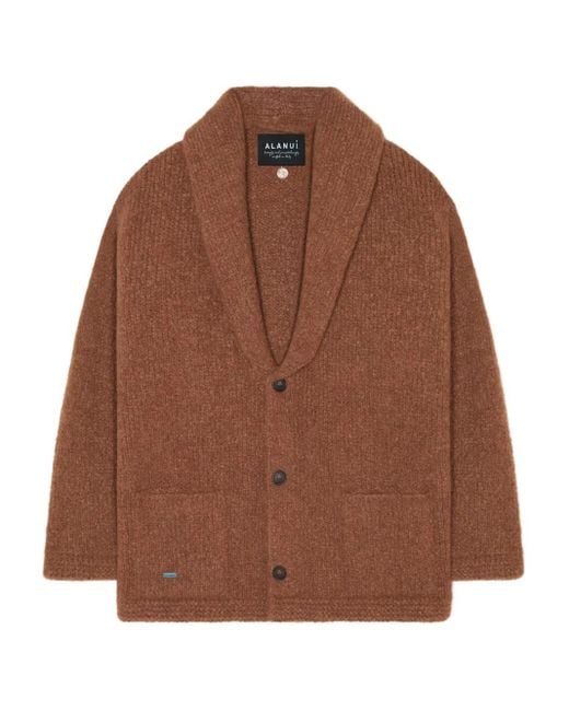 Alanui Brown Shawl-Collar Button Cardigan for men