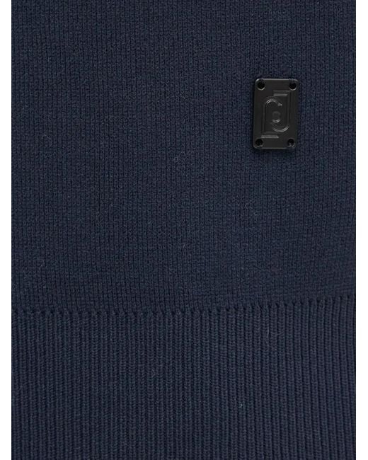 Liu Jo Blue Long-Sleeve Logo-Plaque Sweater for men