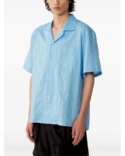Lanvin Blue Striped Button Shirt for men