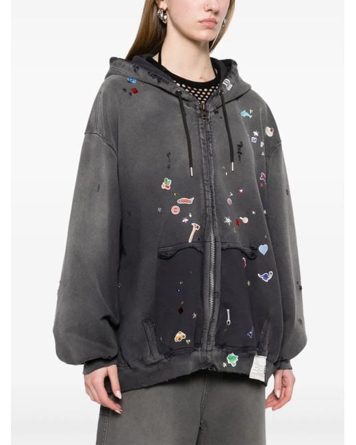 トップス Sun Faded Like StickerPrint Zipup Hoodie Maison Mihara Yasuhiro Sun Faded Like Sticker Hoodie in Black | Lyst