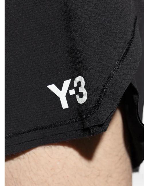 Y-3 Black Logo Run Shorts for men