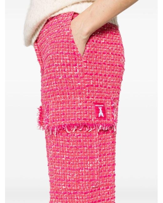 Patrizia Pepe Pink Mid-rise Tweed Straight-leg Trousers