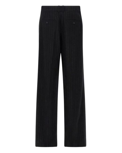 Saint Laurent Black Pinstripe-Pattern Wool-Cashmere Blend Trousers for men