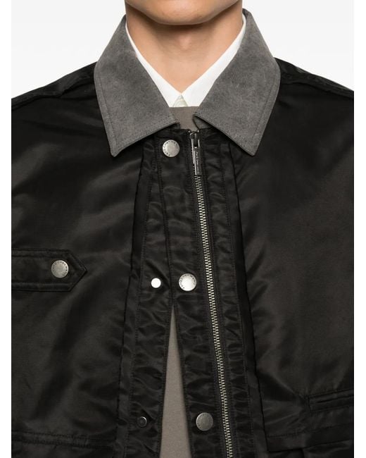 Feng Chen Wang Black Button-Details Bomber Jacket for men