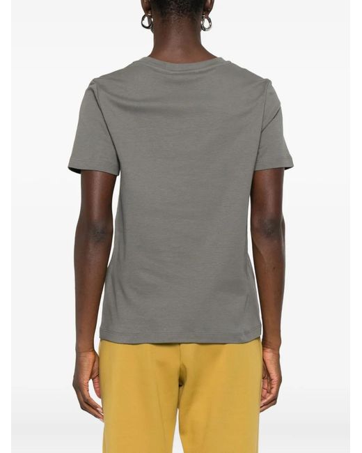 Max Mara Gray Logo-Embroidered T-Shirt