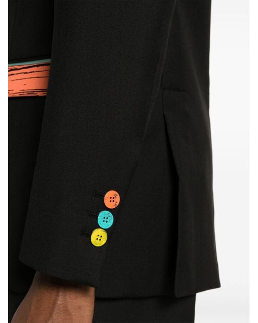 Moschino Black Contrasting-details Virgin Wool Blazer for men