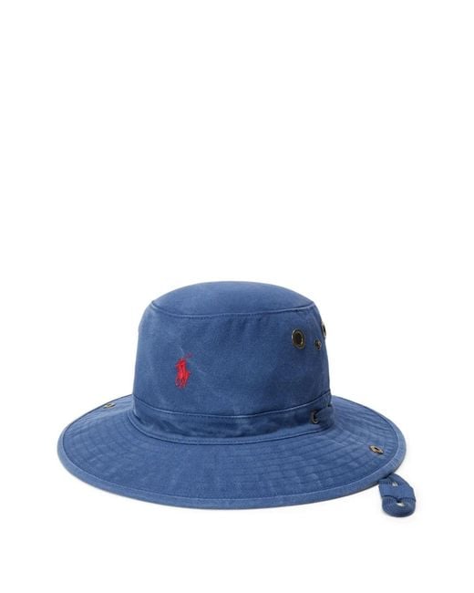 Polo Ralph Lauren Blue Logo-Embroidered Canvas Bucket Hat for men