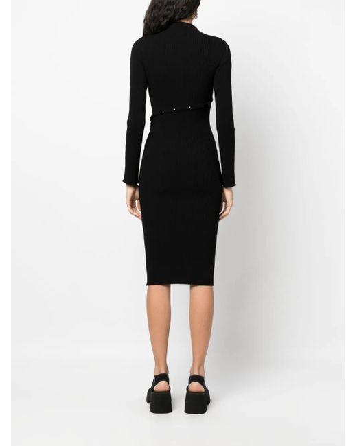 Courreges Black Ribbed Knit Dress
