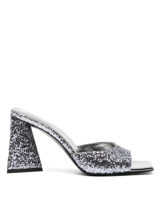 The Attico White Mini Devon Mules Mit Glitter 85Mm