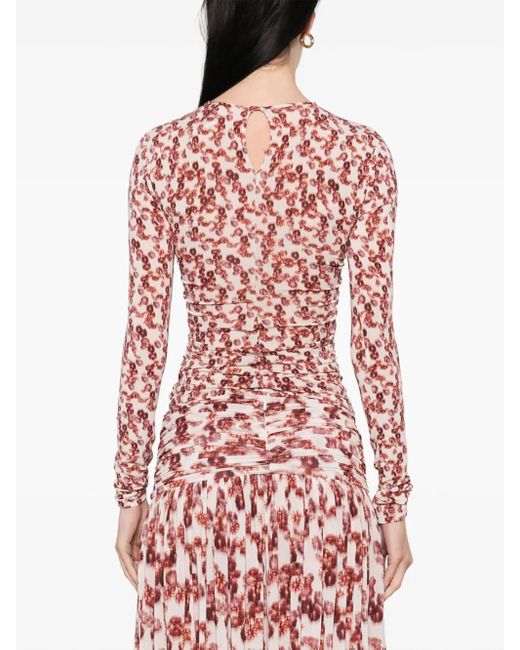 Isabel Marant Red Floral Crew Neck Top