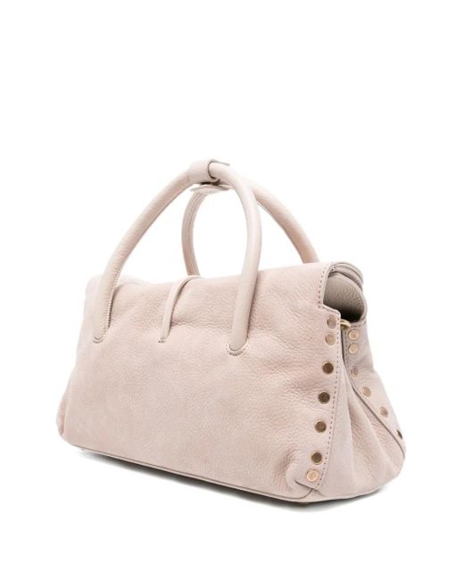 Zanellato Natural Small Dotta Top-Handle Studded Tote Bag