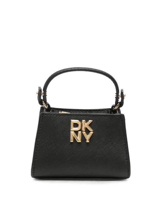 DKNY Black Micro Foster Logo-Plaque Chain-Link Mini Bag