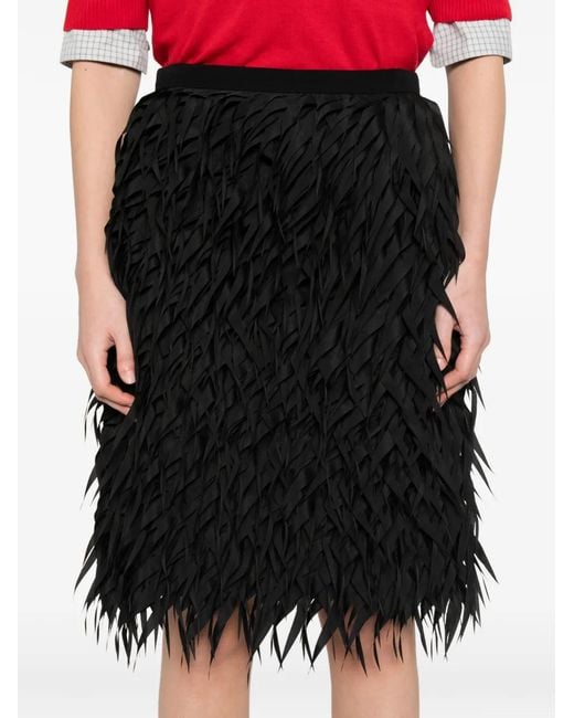 N°21 Black Fringe-Embellished Midi Skirt