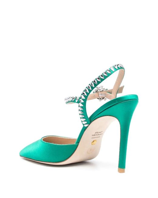 Stuart Weitzman Green Gemcut 100Mm Ankle-Strap Pumps