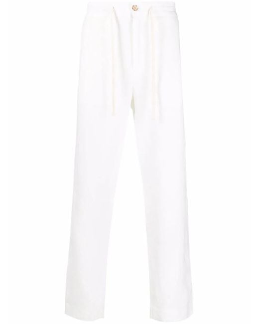 Vince White Drawstring Straight-Leg Trousers for men