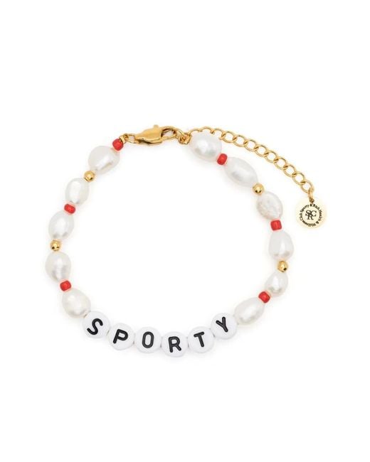 Sporty & Rich White Sporty Pearl-Bead Bracelet