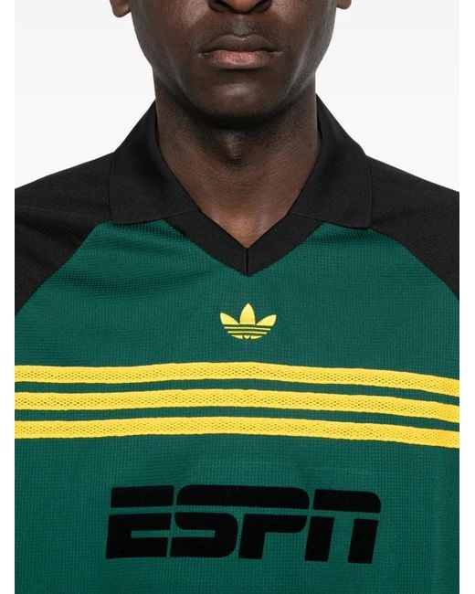 Adidas Green Long-Sleeve Stripe T-Shirt for men