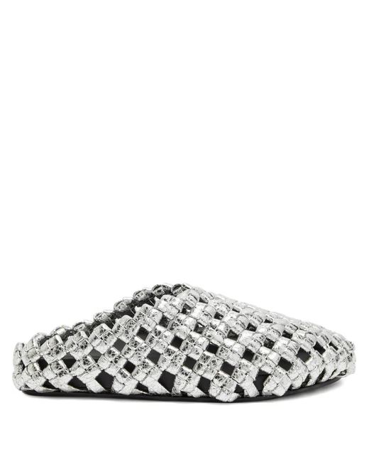 A.W.A.K.E. MODE White Weaved Clog Mules