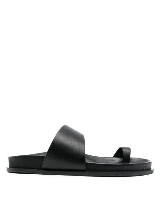 A.Emery Leather Raya Toe-strap Sandals in Black | Lyst
