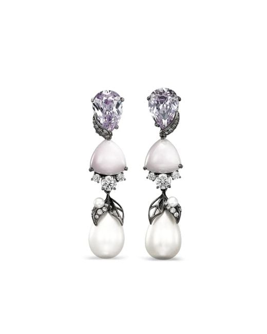 Anabela Chan White 14K And Rhodium Vermeil Berry Multi-Stone Earrings
