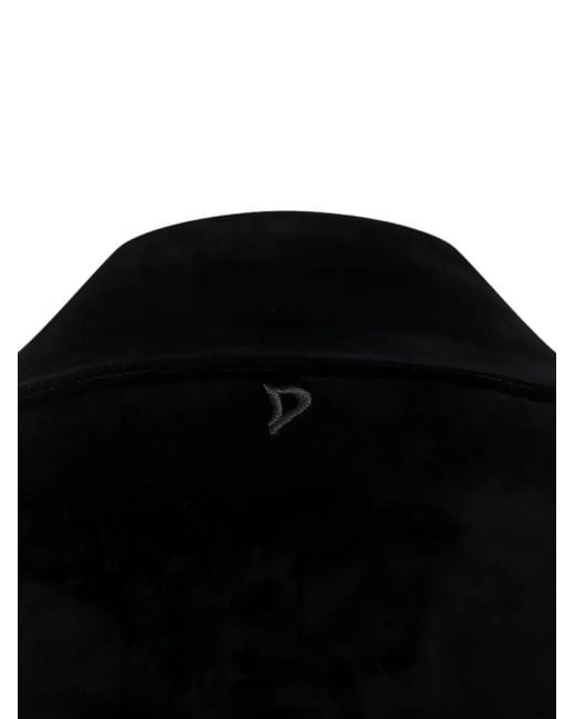 Dondup Black Blazer Boutonné À Effet Velours