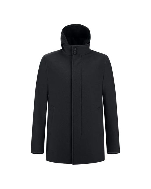 Herno Blue Hooded Trench Coat for men