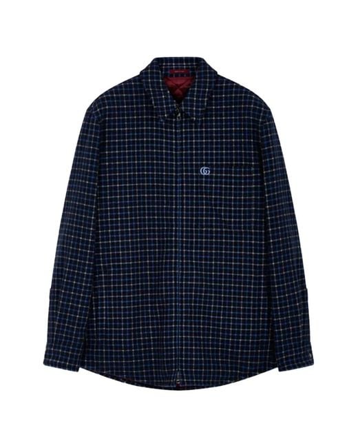Gucci Blue Check Logo Jacket for men