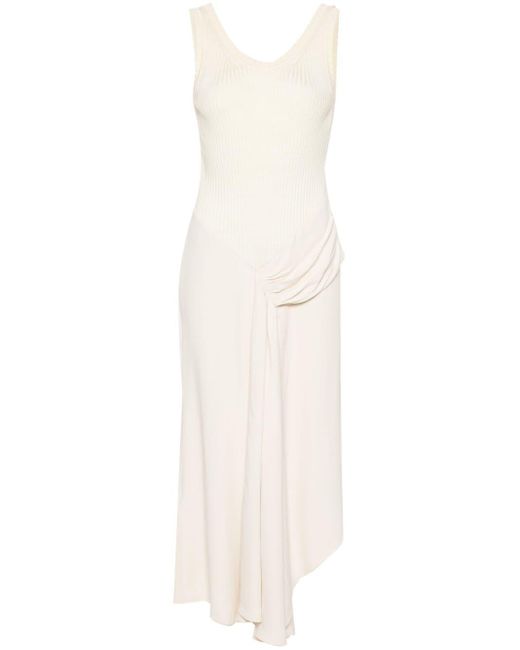 Victoria Beckham White Asymmetric Panelled Midi Dress
