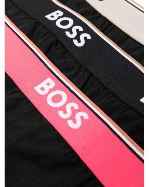 Boss Black Logo-waistband Cotton Briefs (pack Of Three) for men