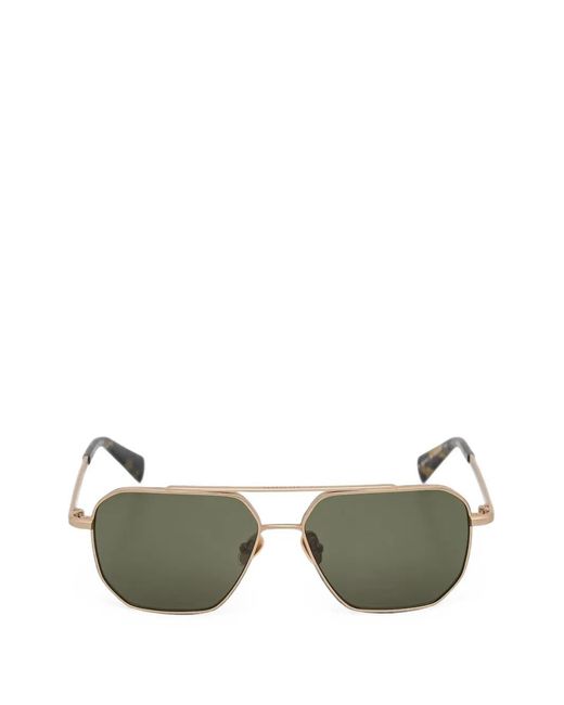 AllSaints Green Geometric-Frame Sunglasses