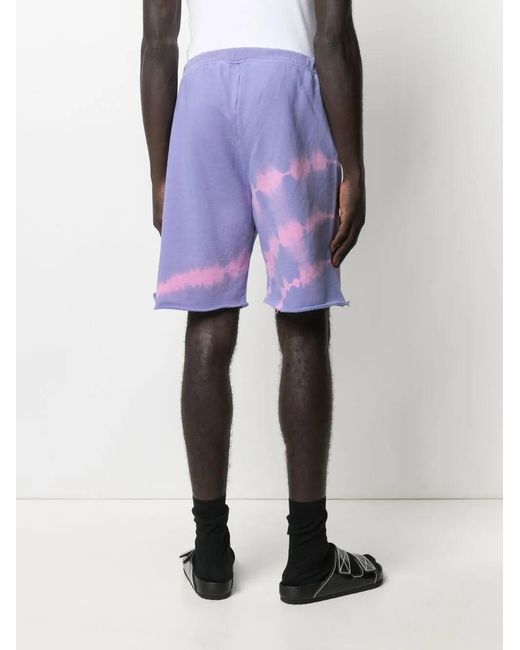 Aries Blue Tie Dye-Print Track Shorts