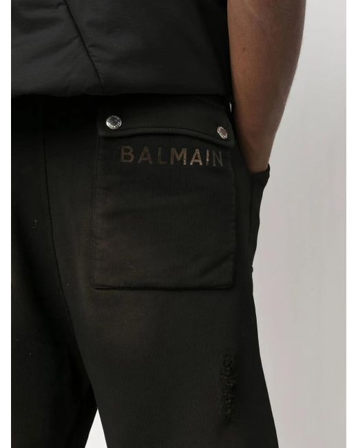 Balmain Gerafelde Shorts in het Black voor heren