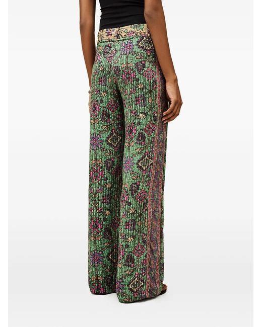 Ba&sh Green Pali Patterned High-Waisted Trousers