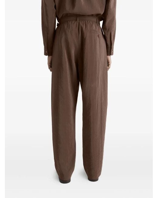 Lemaire Brown Pleated Belted Trousers for men