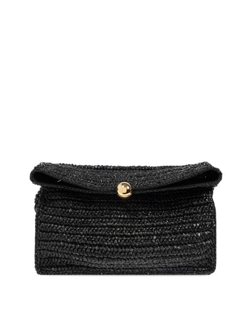 Furla Raffia Clutch Bag in Black | Lyst