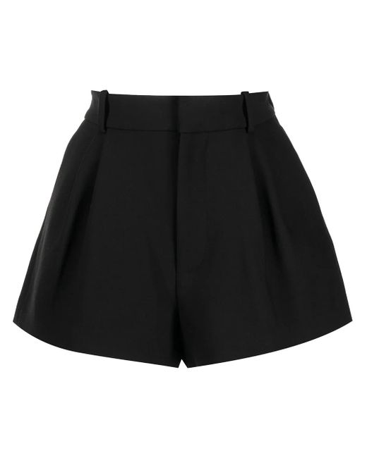Area Black Logo-Laque Pleated Tailored Shorts