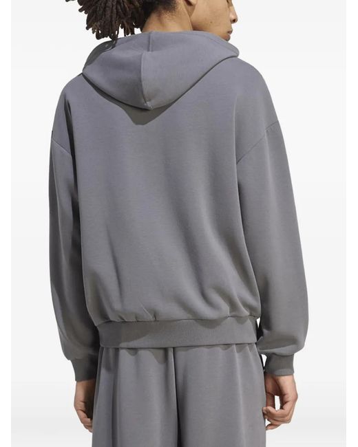 Adidas Gray Relaxed-Fit Zip-Up Hoodie for men