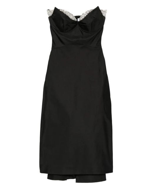 Alexander McQueen Black Schulterfreies Kleid mit Kristallen