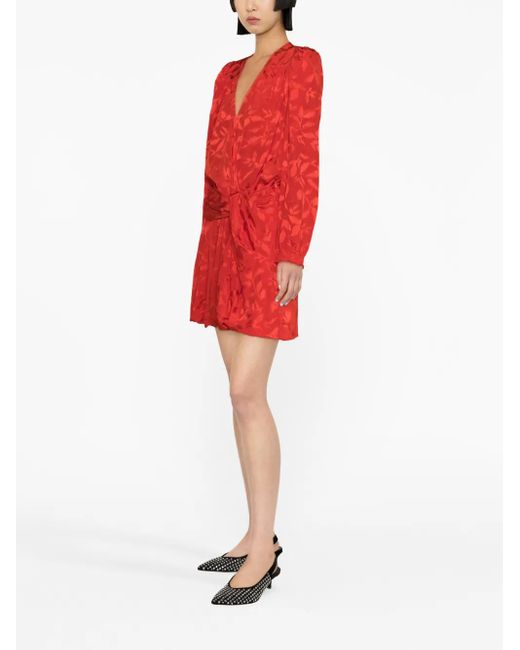 Zadig & Voltaire Red Floral-Jacquard Wrap Minidress