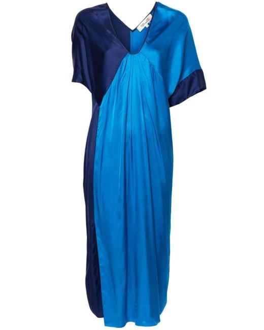 Diane von Furstenberg Blue Ange Colourblock Midi Dress