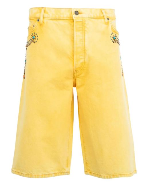 Cout de la Liberte Yellow Zander Embellished Twill Baggy Shorts for men