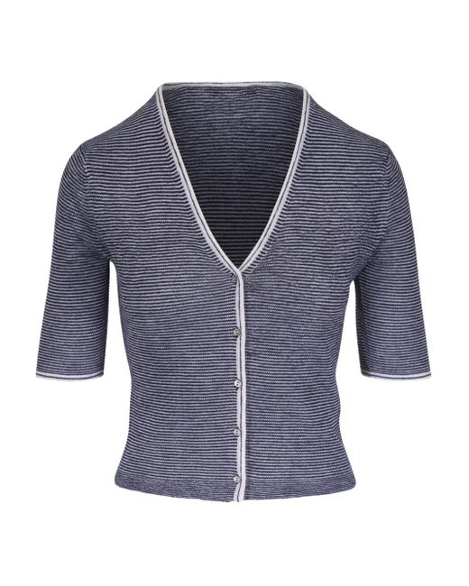 Vince Blue Striped Button Cardigan