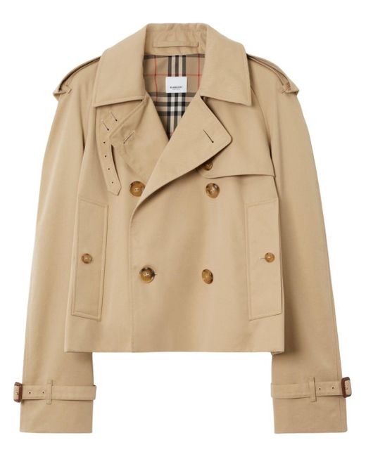 Burberry Natural Double-breasted Cropped Trench Coat