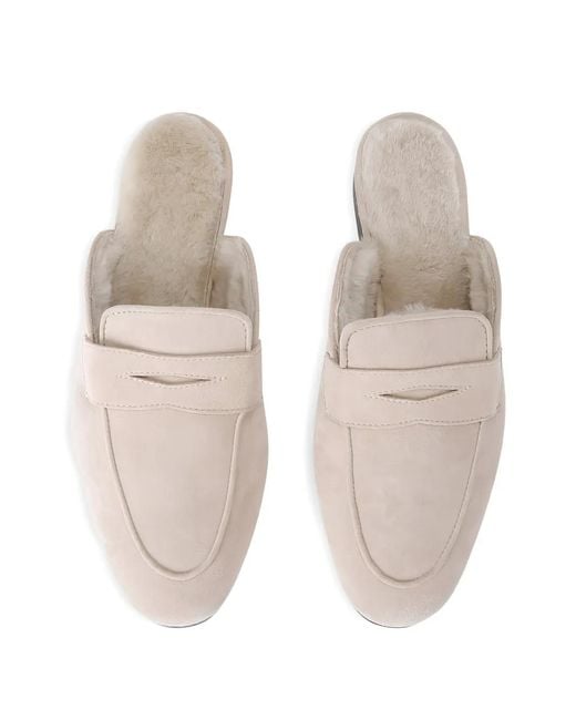Bougeotte White Nomad Suede Shearling Slippers