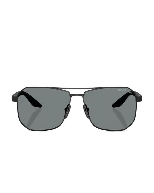 Prada Linea Rossa Gray Pilot-Frame Sunglasses for men
